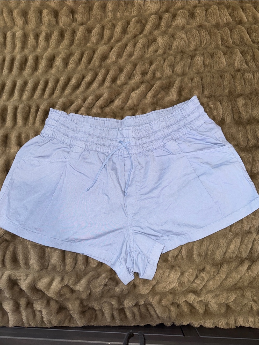 aerie Light Blue High-Waist Smocked Waistband Shorts